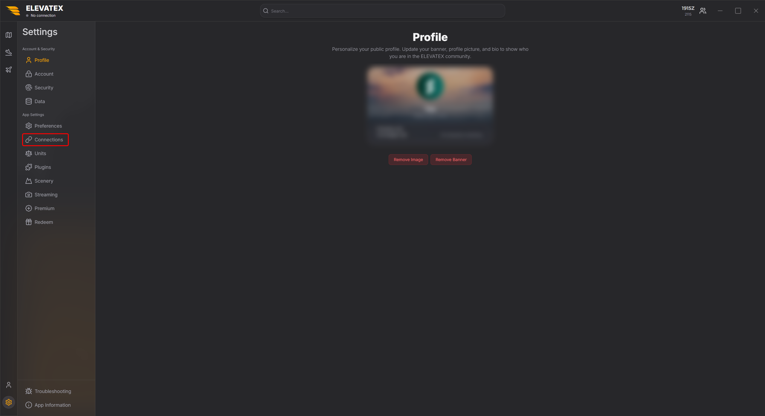Connections tab under App Settings